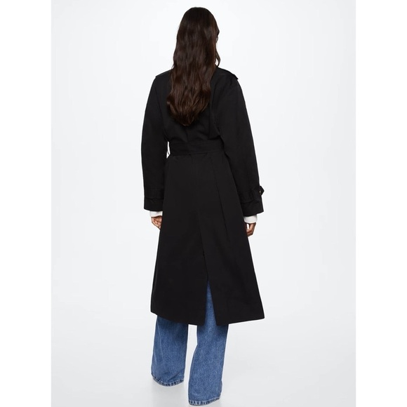 MANGO • Black Angela Trench Coat Winter Rain Jacket Work Classic - Picture 10 of 13